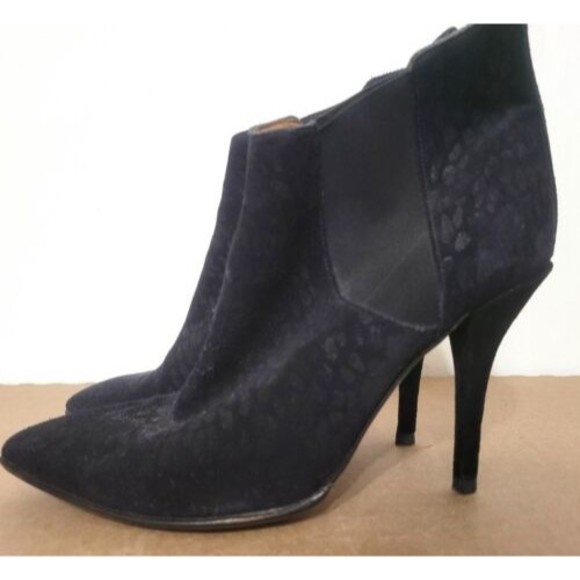 Isabel Marant Cleane Black Leopard Ankle Boots Womens Size 39 Velvet Leather - Picture 7 of 11